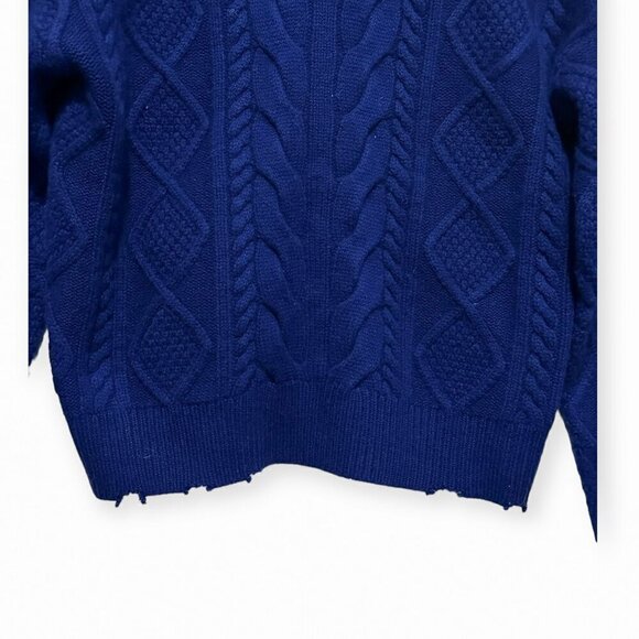 RtA Zane Reverse V-Neck Cable Knit Sweater,  Blue, Size S, New with tag - Picture 10 of 16
